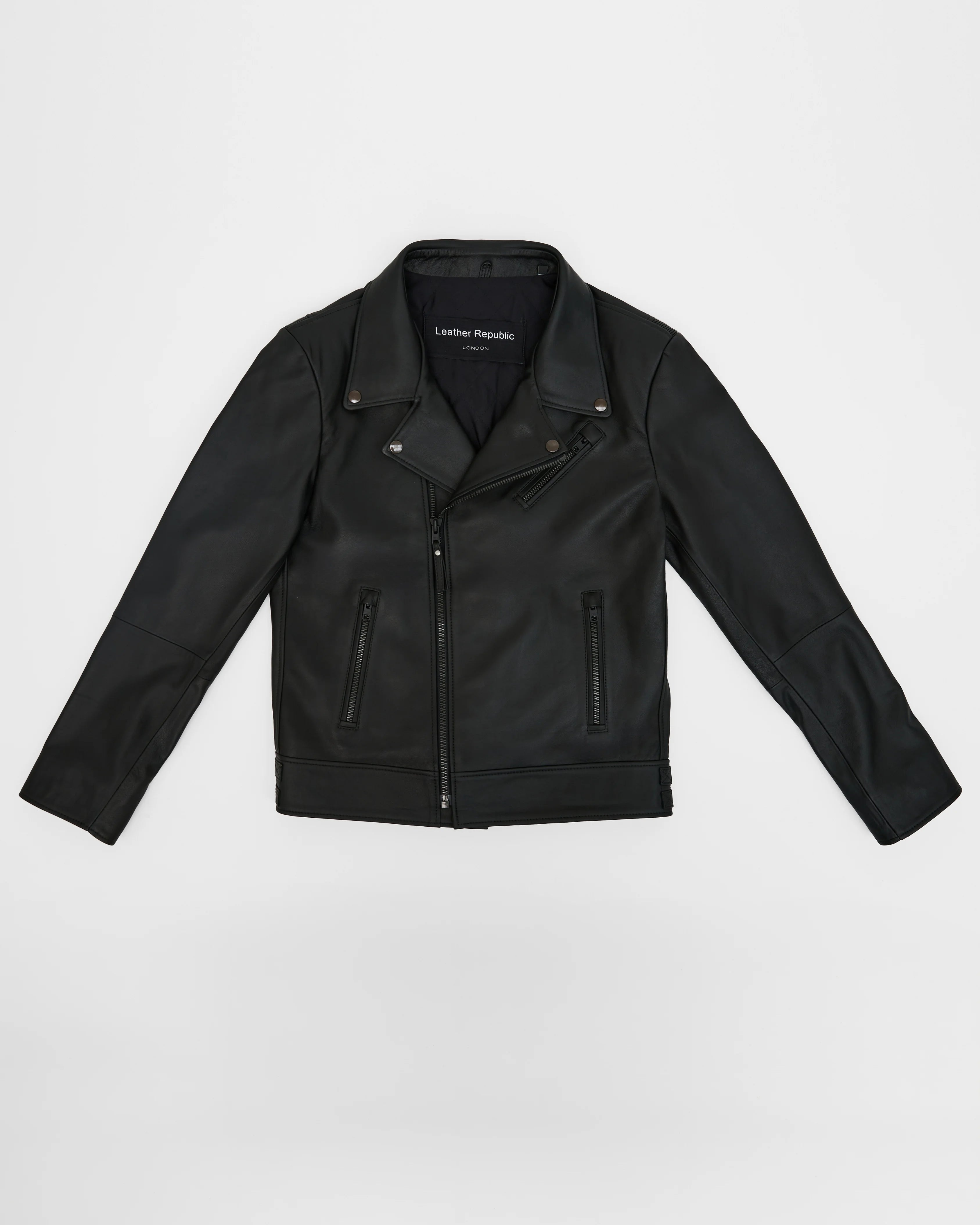 Men’s Classic Biker Matte Black Leather Jacket