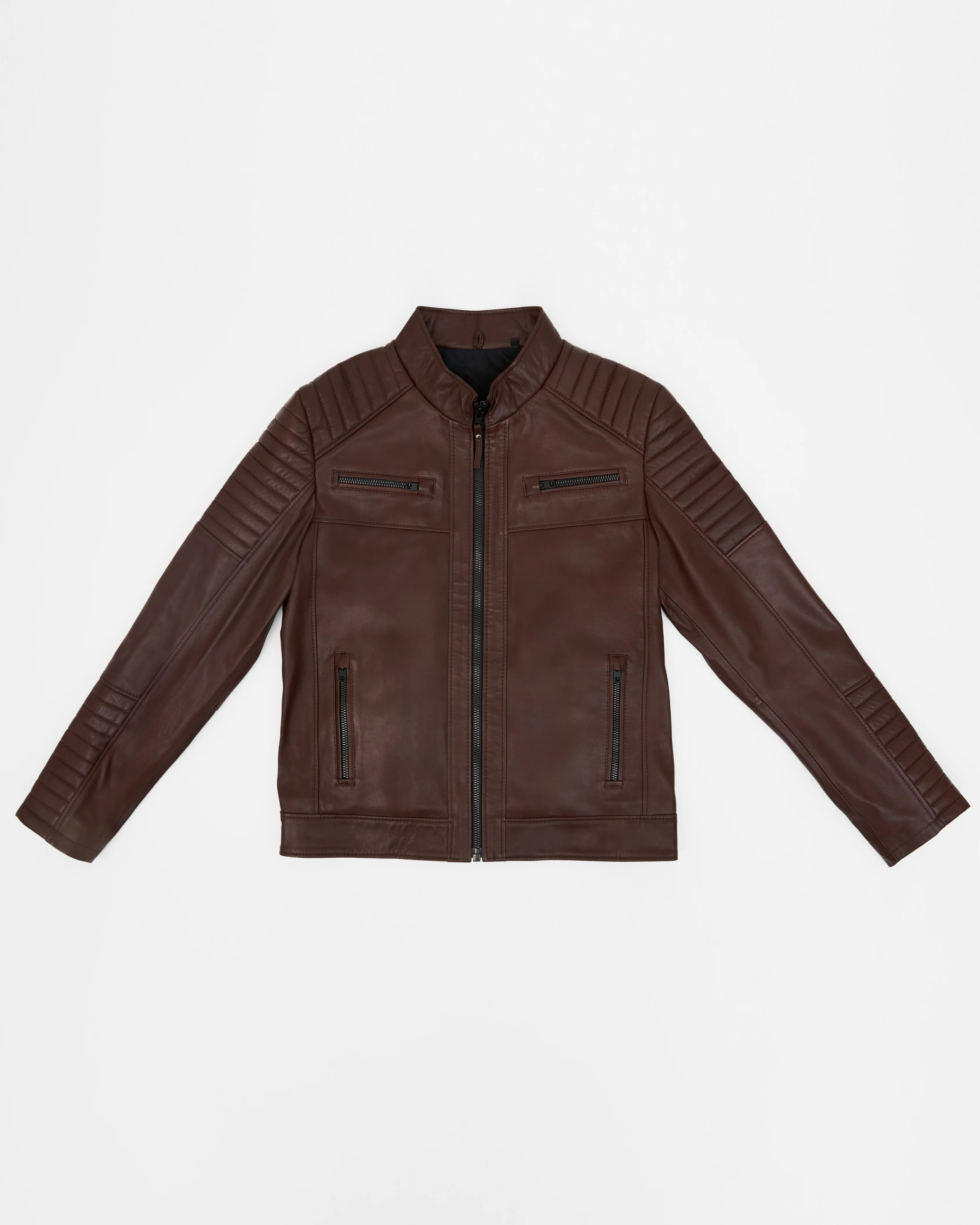 Men’s Quilted Biker Vax Brown Leather Jacket