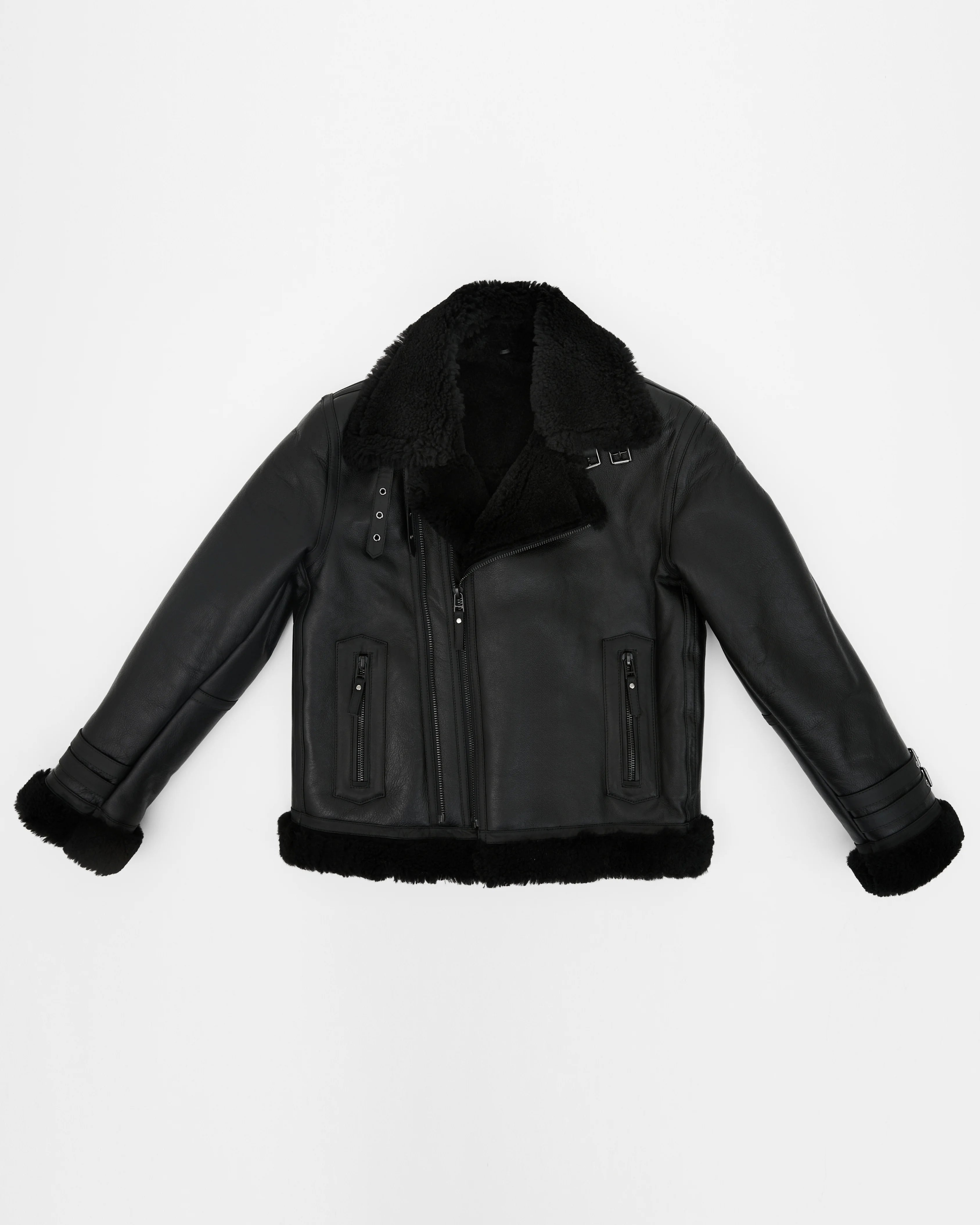 Men’s Black Curly Shearling Jacket