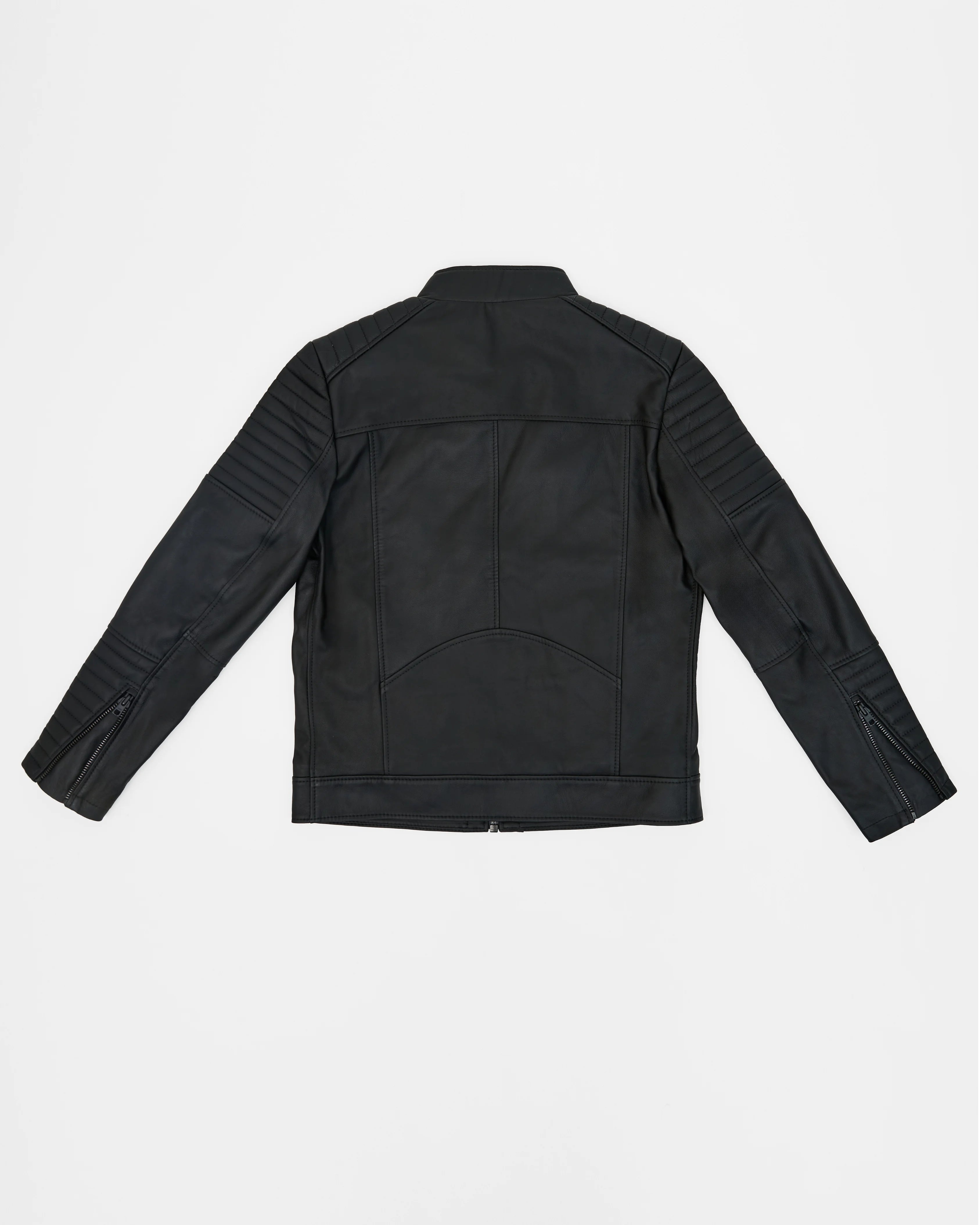Men’s Quilted Biker Matte Black Leather Jacket