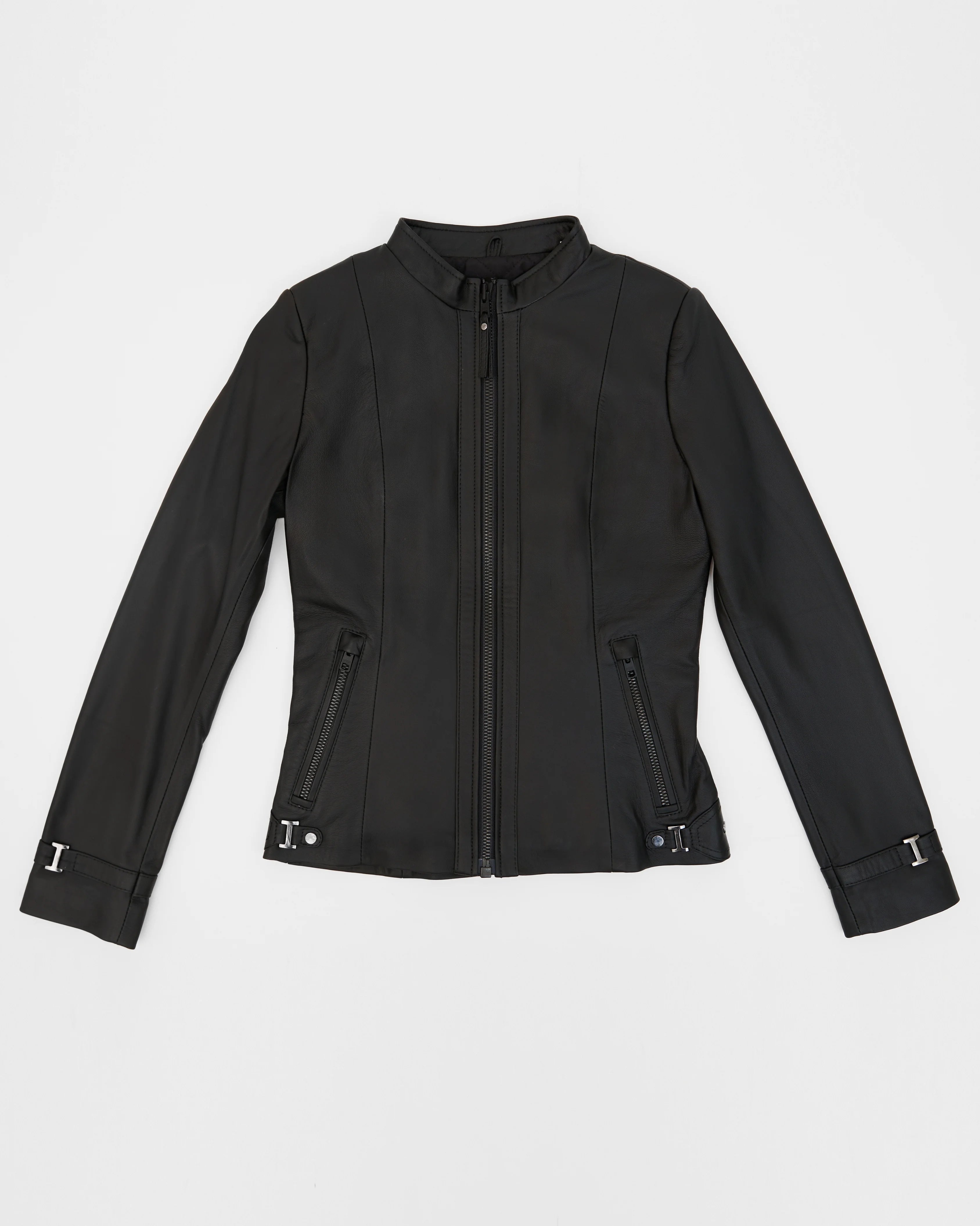 Women’s Classic Matte Black Leather Jacket