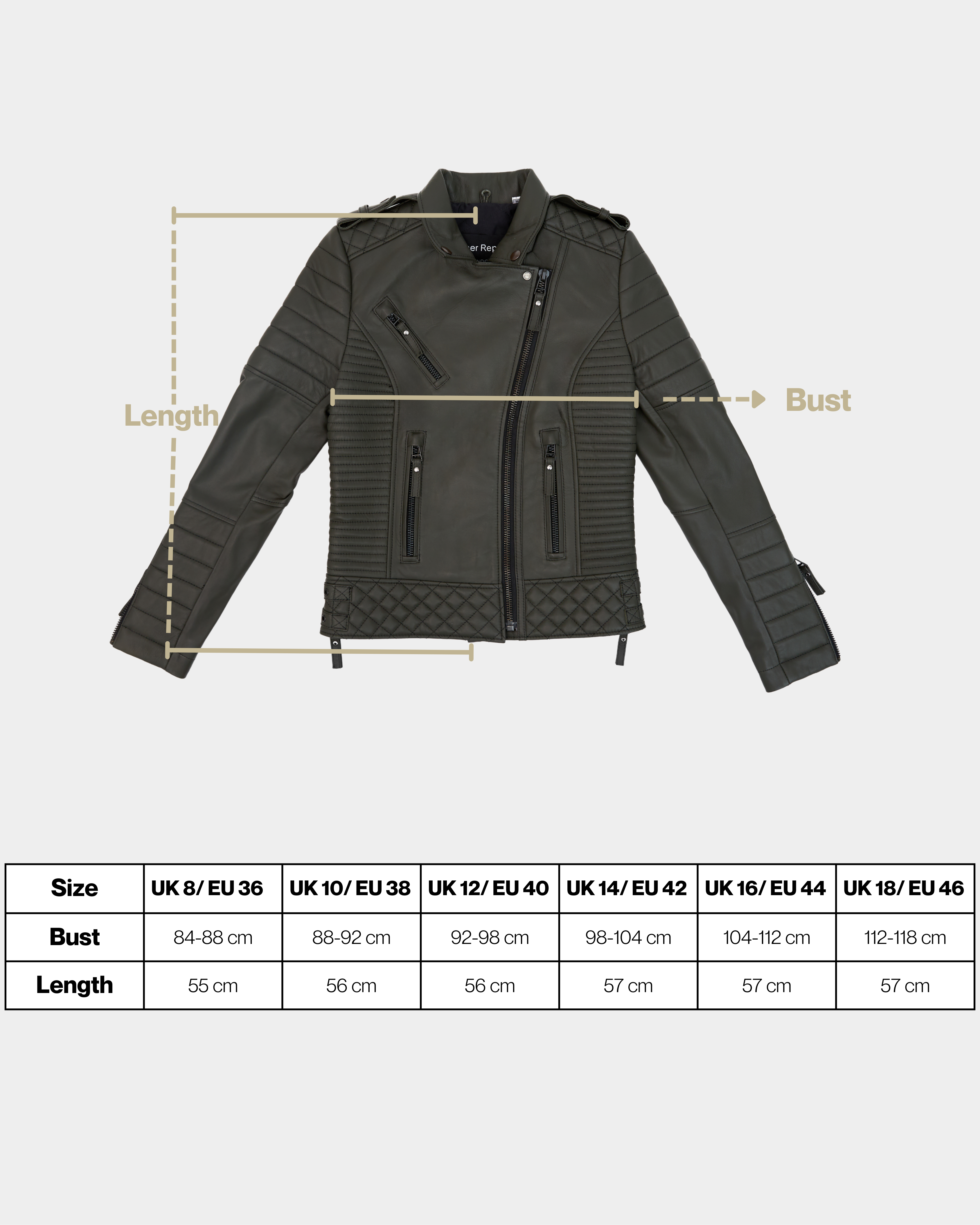 Women`s Dark Green Biker Leather Jacket