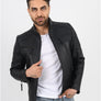 Men`s Black Quilted Leather Jacket