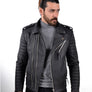 Men`s Black Biker Leather Jacket