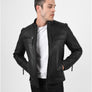 Men`s Black Quilted Leather Jacket