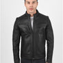 Men`s Black Quilted Leather Jacket