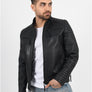 Men`s Black Quilted Leather Jacket