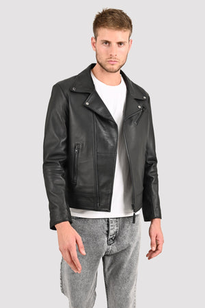 MEN’S BLACK CLASSIC BIKER LEATHER JACKET