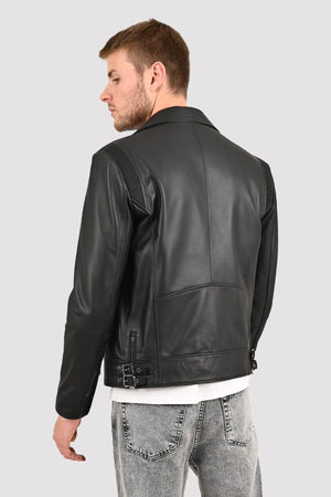 MEN’S BLACK CLASSIC BIKER LEATHER JACKET