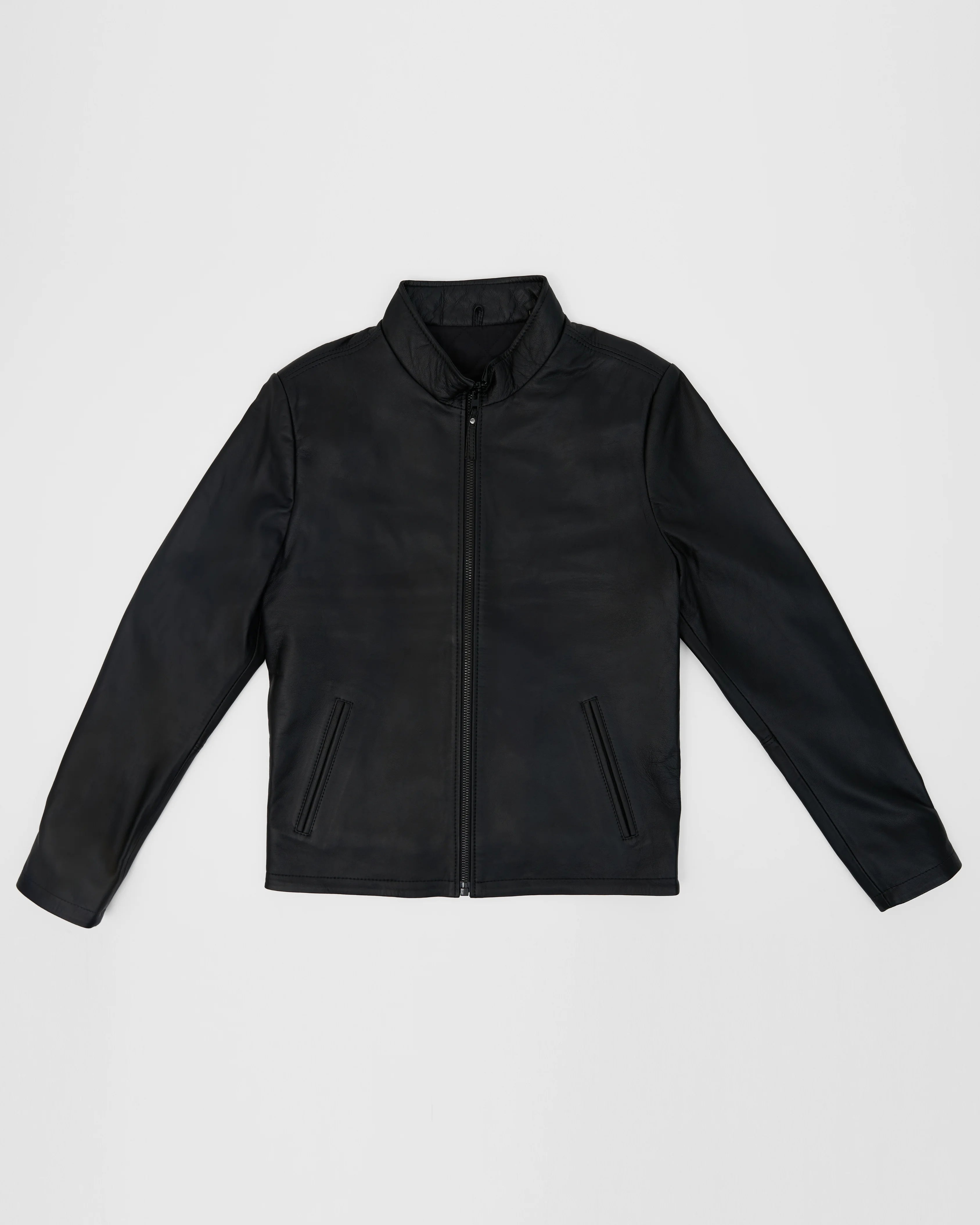Men's Casual Wax Black Leather Jacket