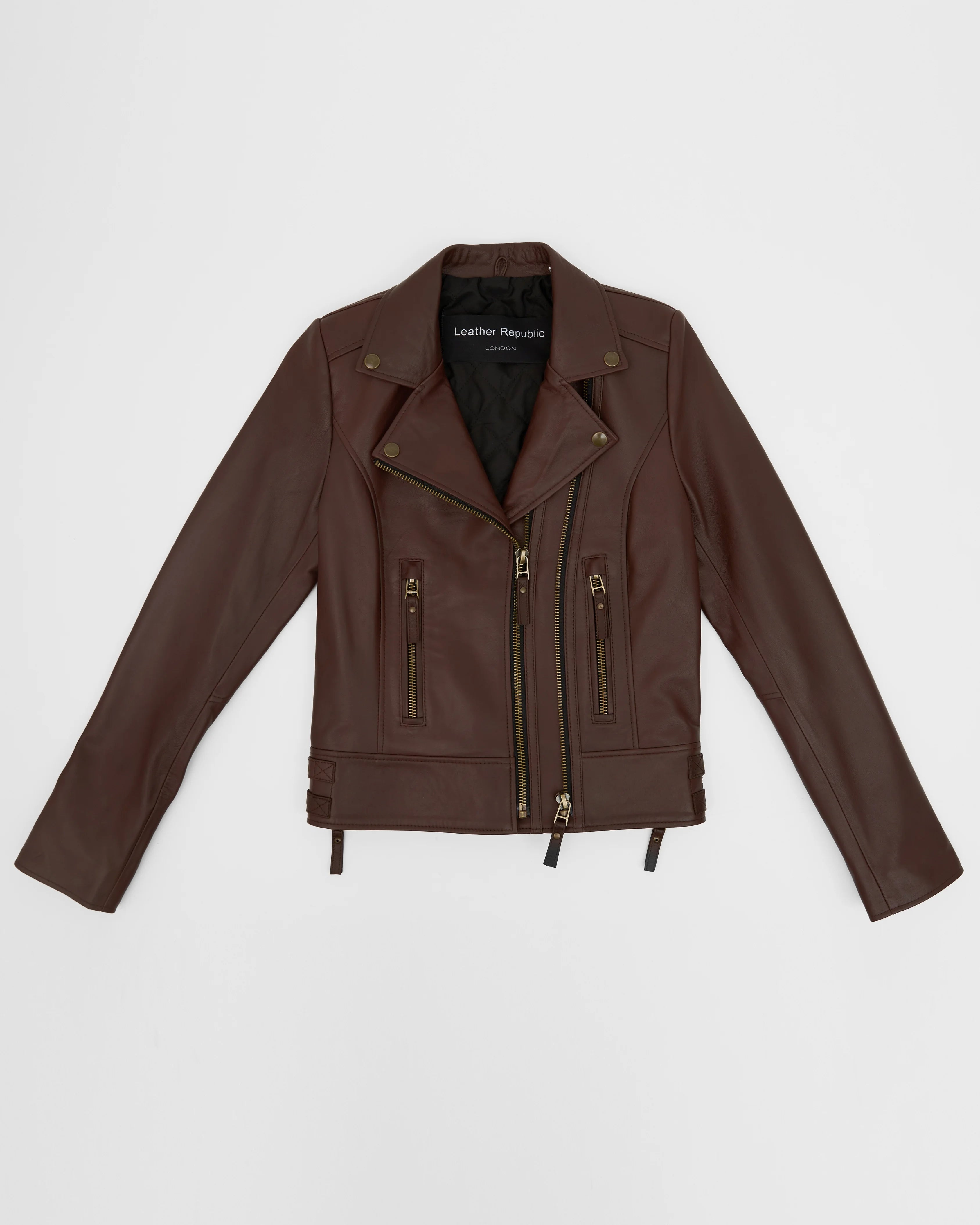 Women's Vax Brown Classic Biker Leather Jacket