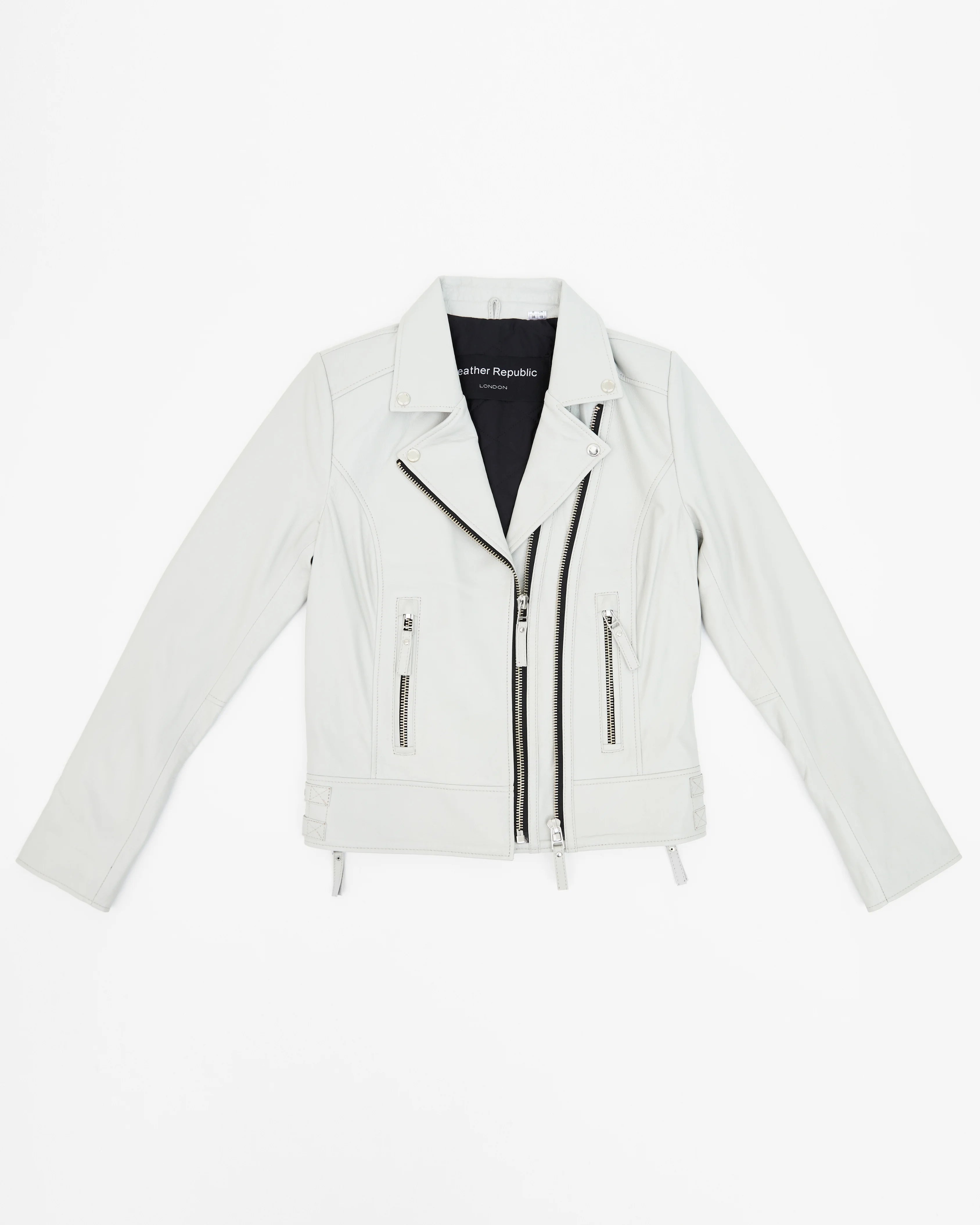 Women`s Beige Classic Biker Leather Jacket