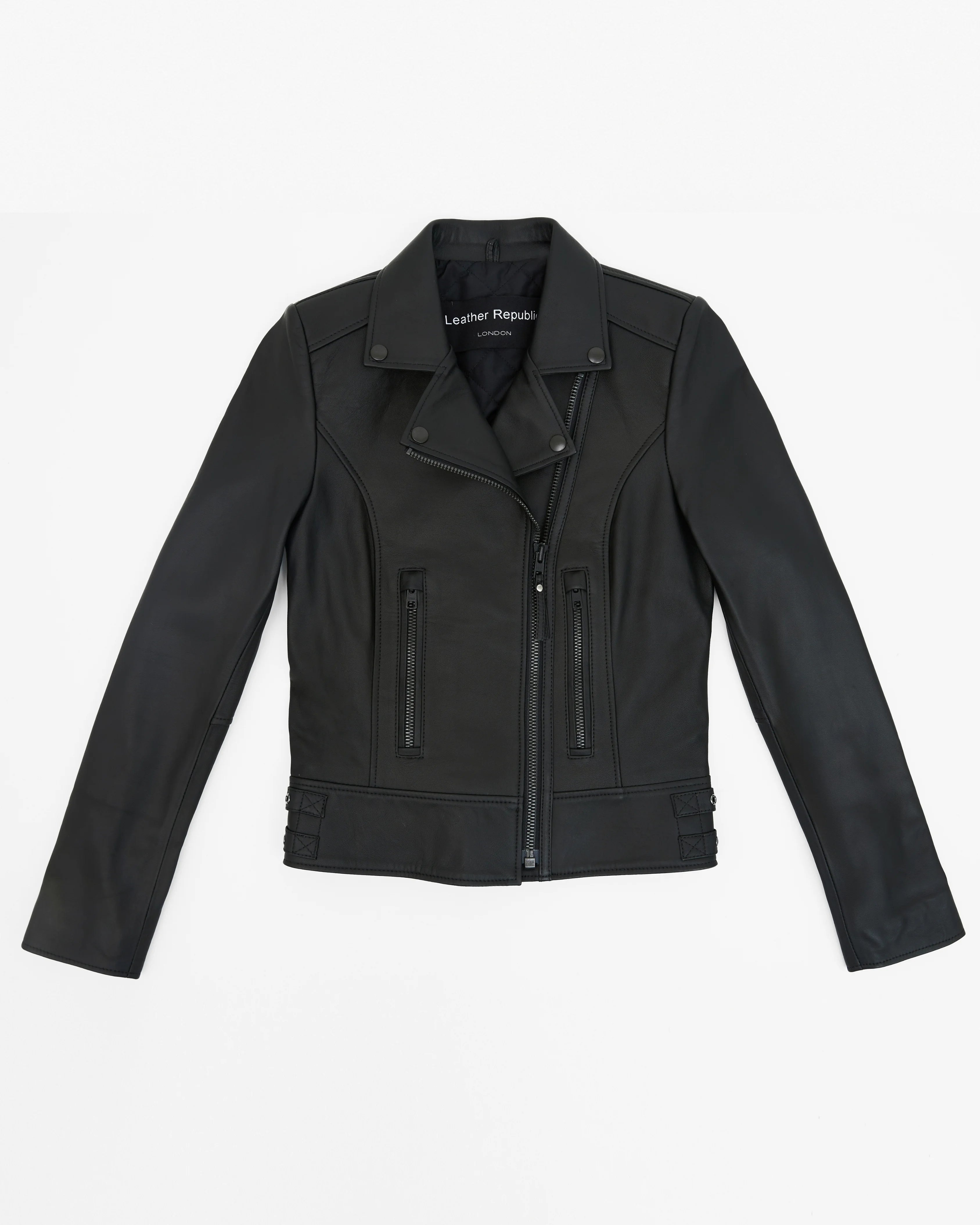 Women's Matte Black Classic Biker Leather Jacket