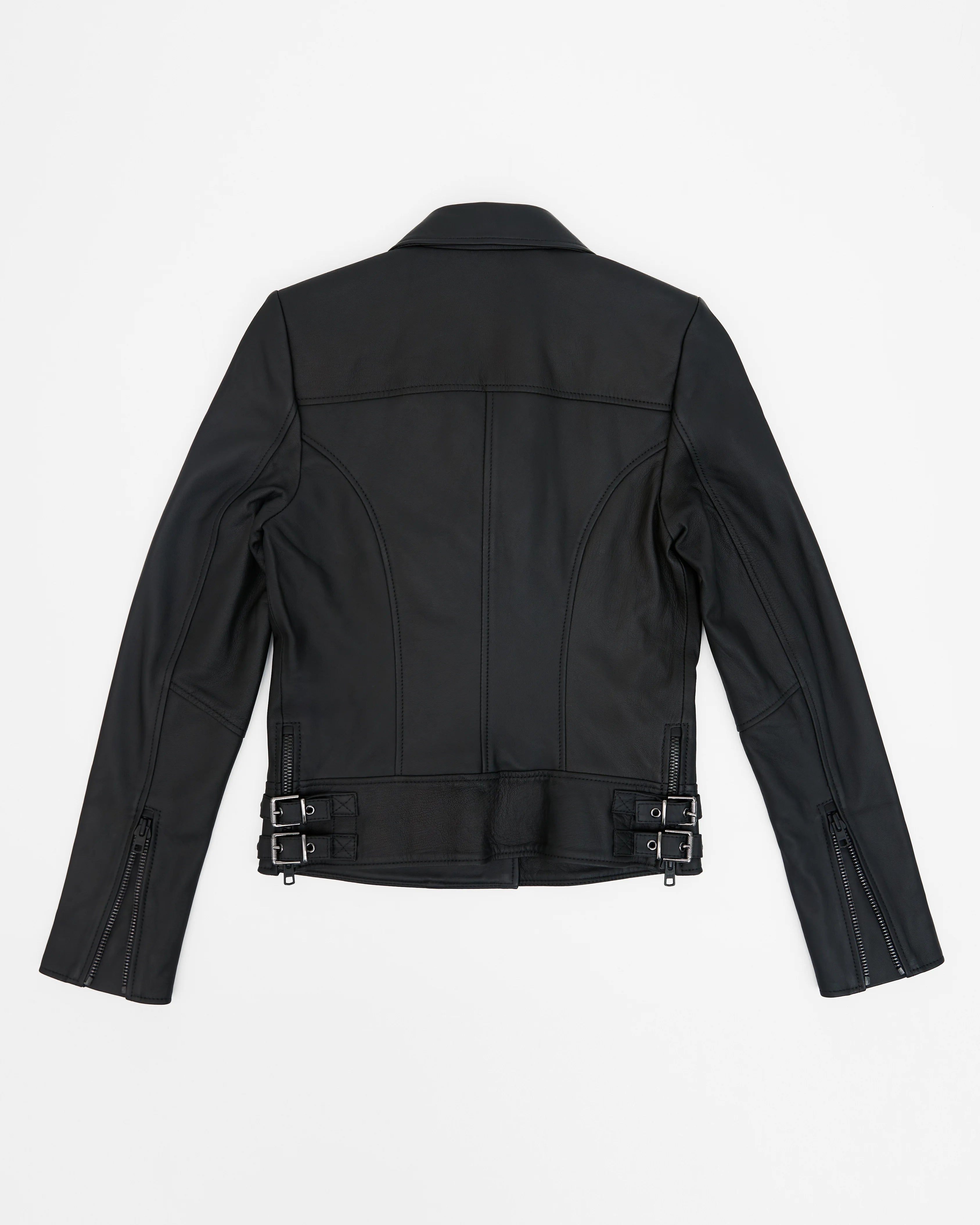 Women's Matte Black Classic Biker Leather Jacket