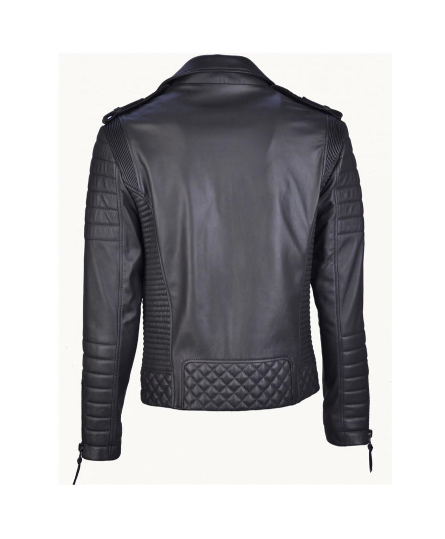 Men`s Black Biker Leather Jacket