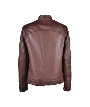 Men`s Casual Wax  Brown Leather Jacket