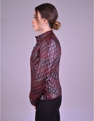 Women`s Shade Bordo Quilted Leather Jacket