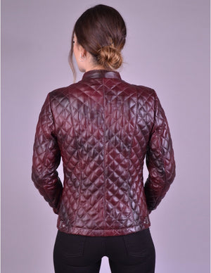 Women`s Shade Bordo Quilted Leather Jacket