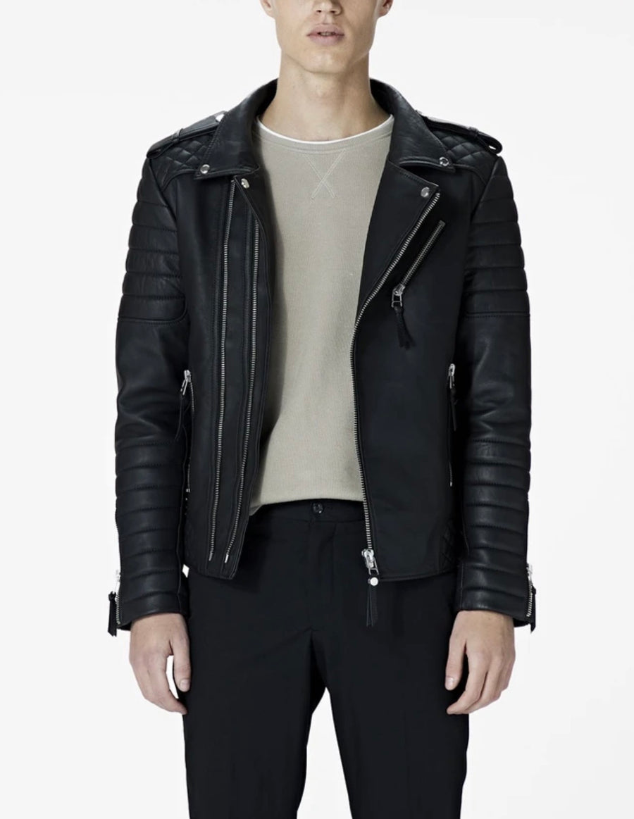 Men`s Black Biker Leather Jacket