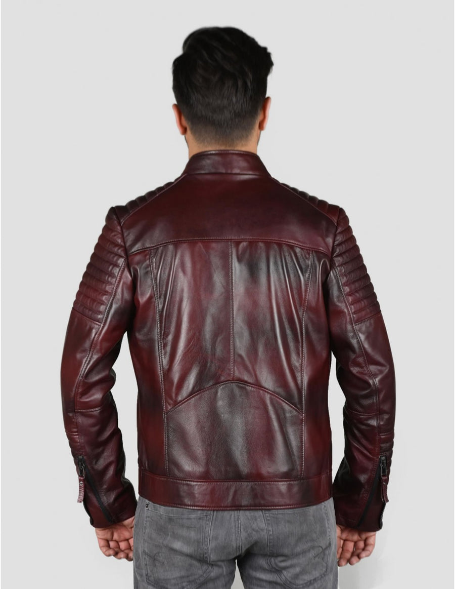 Men`s Shade Bordo Quilted Leather Jacket
